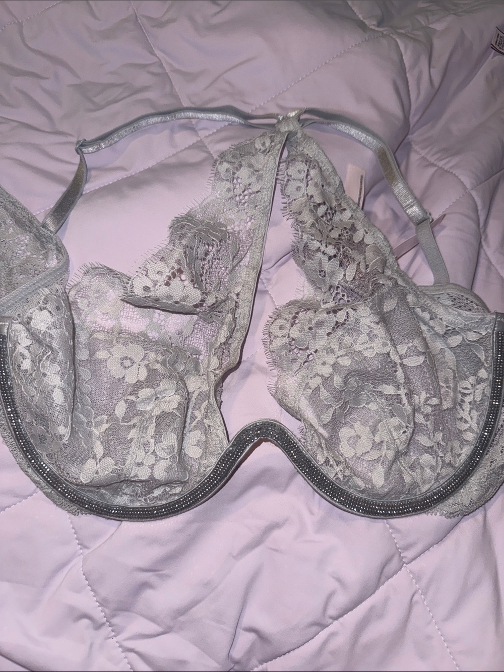 NWT Victoria’s Secret Gray Rhinestone Lace Underwire Bra All Sizes